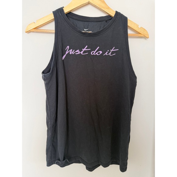 Nike Tops - Nike Tank Top Womens Small Dri-FIT Just Do It Graphic Black Excellent